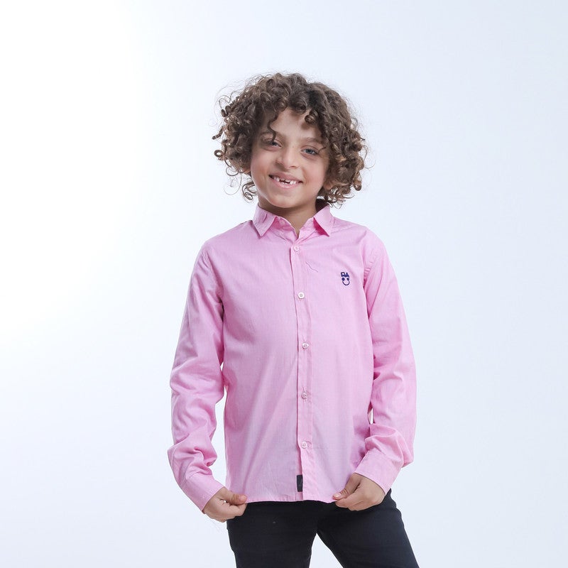 BEBO Plain long-sleeved boys' shirt_Pink - Image 1